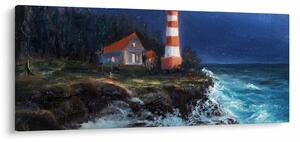 Kép - világítótorony az óceán partján, akvarell (120x50 cm)