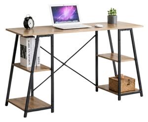 Intenso Home polcos íróasztal / számítógépasztal 120x50cm | Masszív fém váz, fekete - aranytölgy szín
