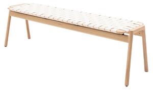 Gazzda Fehér tölgyfa Klupa pad 160 cm fonott betéttel
