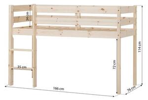 Hoppekids ECO Comfort félmagas ágy 70x160 cm, natúr fa
