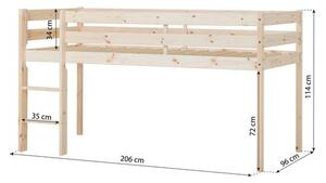 Hoppekids ECO Comfort félmagas ágy 90x200 cm natúr fa