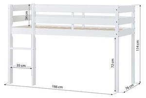 Hoppekids ECO Comfort félmagas ágy 70x160 cm , fehér színű