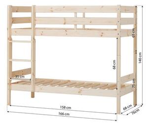 Hoppekids ECO Comfort emeletes ágy 70x160 cm, natúr fa