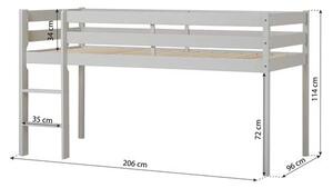 Hoppekids ECO Comfort félmagas ágy 90x200 cm, galambszürke