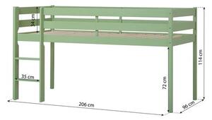 Hoppekids ECO Comfort félmagas ágy 90x200 cm , halványzöld