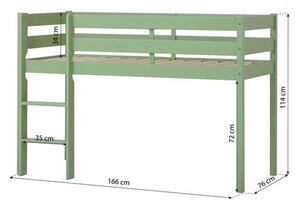Hoppekids ECO Comfort félmagas ágy 70x160 cm, halványzöld