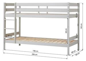 Hoppekids ECO Comfort emeletes ágy 90x200 cm , Galambszürke
