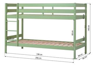 Hoppekids ECO Comfort emeletes ágy 90x200 cm halványzöld