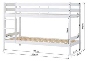 Hoppekids ECO Comfort emeletes ágy 90x200 cm, fehér színben