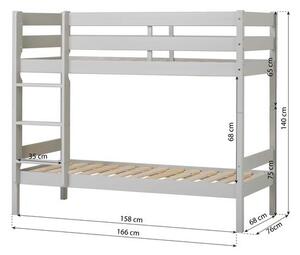 Hoppekids ECO Comfort emeletes ágy 70x160 cm , galambszürke