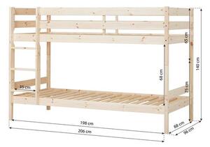 Hoppekids ECO Comfort emeletes ágy 90x200 cm natúr fa