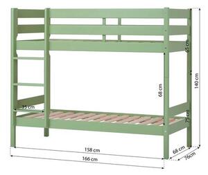 Hoppekids ECO Comfort emeletes ágy 70x160 cm halványzöld