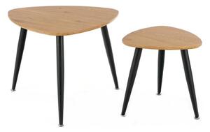 Halmar KÉSZLET 2x Kisasztal NICEA átm. 40/60 cm arany tölgy/fekete HA0083