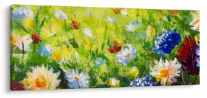 Virágzó rét képe, olajfestmény (120x50 cm)