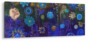 Sötétkék virágok képe (120x50 cm)