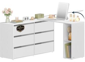 SONGMICS HOME KADIN fésülködőasztal és 6 fiókos komód, moduláris, hófehér