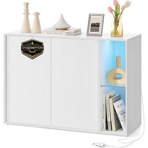 LED-es tárolószekrény 100 cm, RGB-világítással, hófehér – SONGMICS HOME KADIN