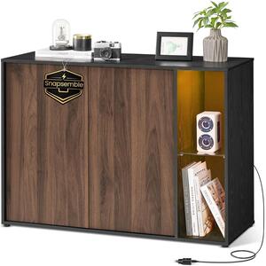 LED-es tálalószekrény és TV-szekrény, 100 cm, fekete – SONGMICS HOME KADIN