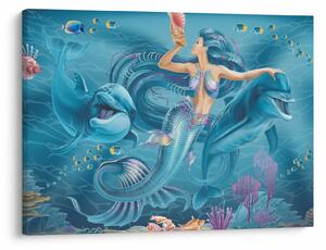 Kép - Sellő delfinekkel (70x50 cm)