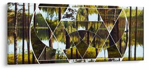 Kép - Geometrikus kollázs a skandináv erdők hátterében (120x50 cm)