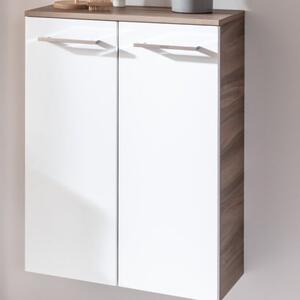 VERONA Dupla Midiszekrény 60 cm széles sötét barna/magasfényű fehér