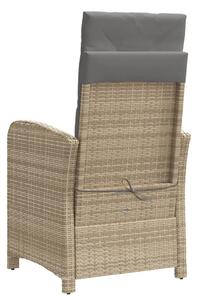 VidaXL 2 db vegyes bézs dönthető polyrattan kerti szék párnával