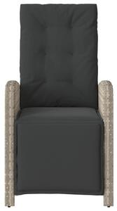 VidaXL világosszürke polyrattan dönthető kerti szék lábtartóval
