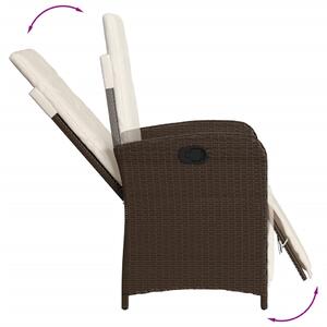VidaXL barna polyrattan dönthető kerti szék lábtartóval