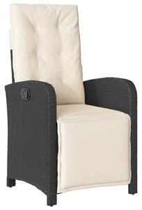 VidaXL fekete polyrattan dönthető kerti szék lábtartóval