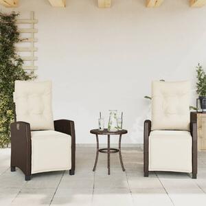 VidaXL 2 db barna polyrattan dönthető kerti szék lábtartóval