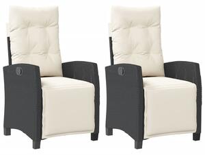 VidaXL 2 db fekete polyrattan dönthető kerti szék lábtartóval