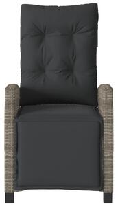 VidaXL szürke polyrattan dönthető kerti szék lábtartóval