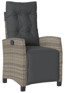 VidaXL 2 db szürke polyrattan dönthető kerti szék lábtartóval