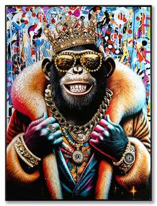 Extravagáns gorilla portré - keretezett, kézzel festett olajfestmény