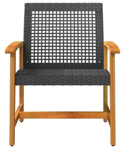 VidaXL 2 db fekete polyrattan és akácfa kerti szék