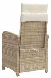 VidaXL bézs polyrattan dönthető kerti szék párnákkal