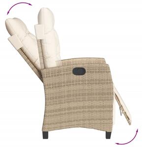 VidaXL bézs polyrattan dönthető kerti szék lábtartóval