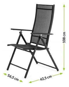 MERKURY állítható kerti szék - fekete