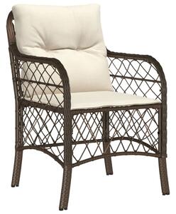 VidaXL 2 db barna polyrattan kerti szék párnával