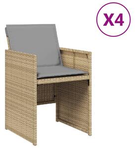 VidaXL 4 db vegyes bézs polyrattan kerti szék párnával