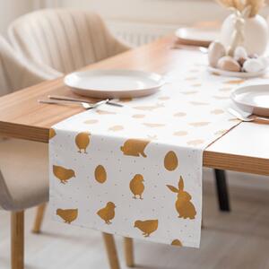 Goldea húsvéti asztali futó - extra erős 100% - os pamut - a húsvét arany szimbólumai 35x180 cm