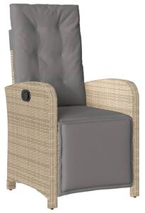 VidaXL vegyes bézs polyrattan dönthető kerti szék lábtartóval