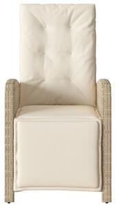 VidaXL 2 db bézs polyrattan dönthető kerti szék lábtartóval