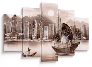 Kép - Victoria Harbour, Hong Kong, szépia hatás (150x105 cm)