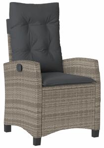 VidaXL 2 db szürke polyrattan dönthető kerti szék párnákkal