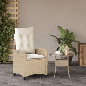 VidaXL bézs polyrattan dönthető kerti szék párnákkal