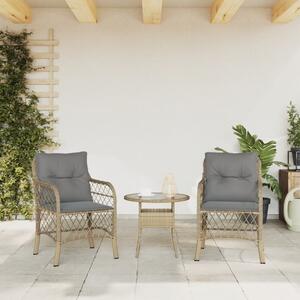 VidaXL 2 db vegyes bézs polyrattan kerti szék párnával