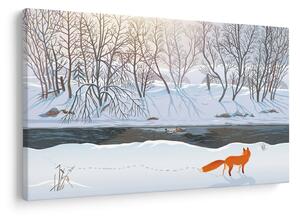 Kép - róka a téli tájban (90x60 cm)