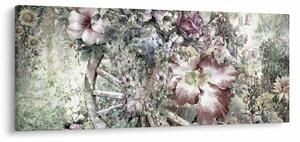 Virágok képe egy fából készült kerékpáron (120x50 cm)