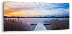 Kép - Befagyott tó, Ełk, Mazury, Lengyelország (120x50 cm)